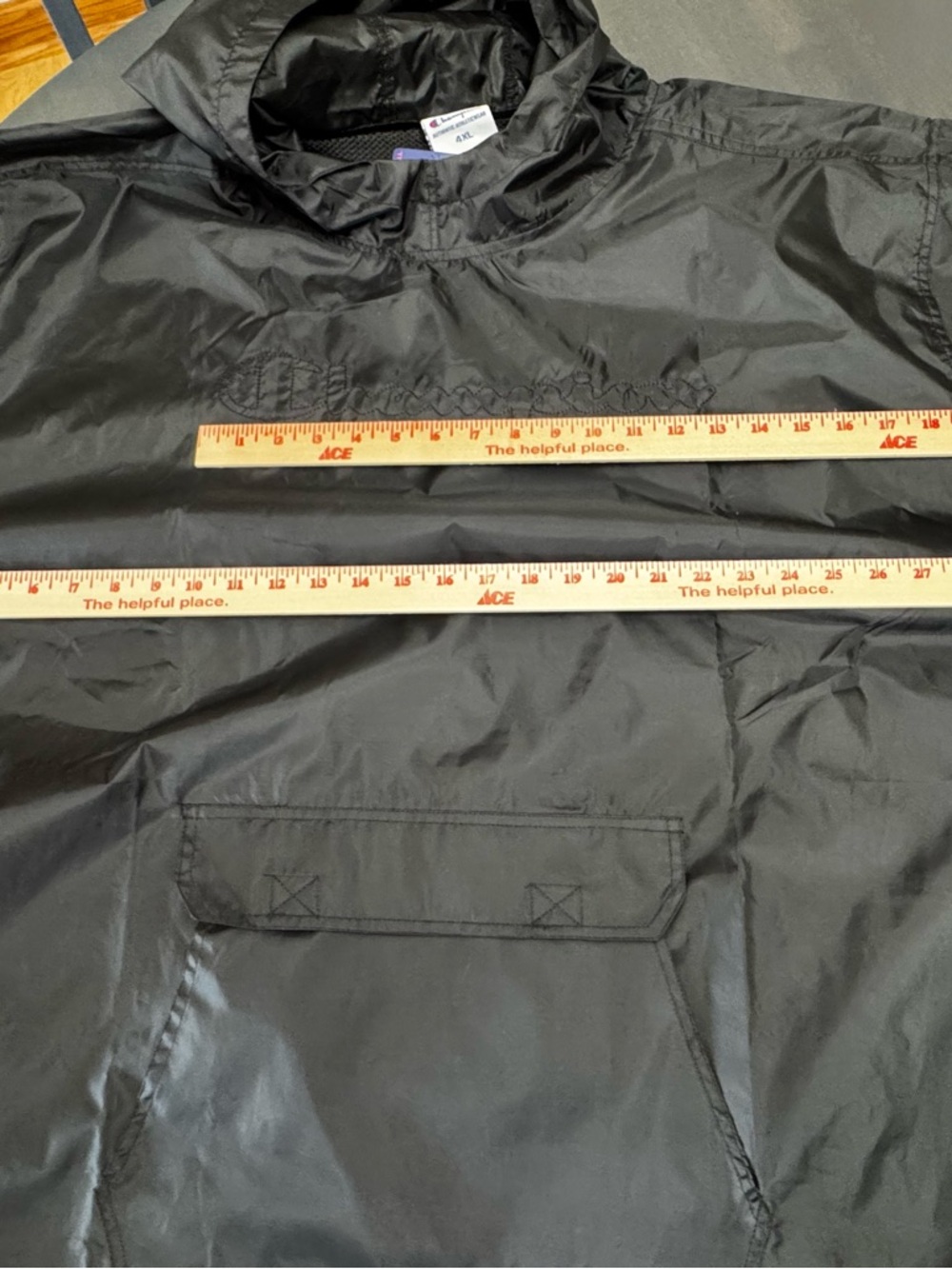 NWT Champion Men's Big & Tall Anorak Jacket Black 4XL Wind Rain Embroidered - Picture 8 of 13